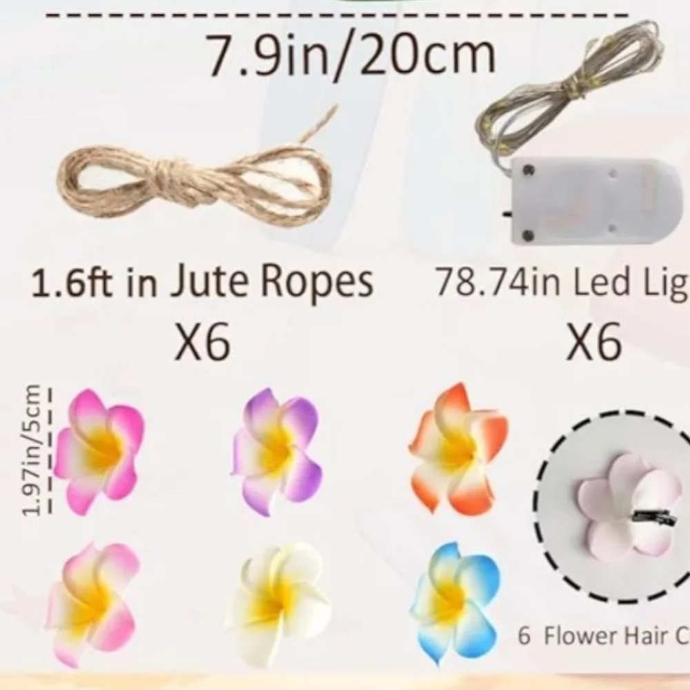 NEW - Tropical LED Mason Jar Lights - Set of 6 Hawiian Luau~Flamingos~Pineapple